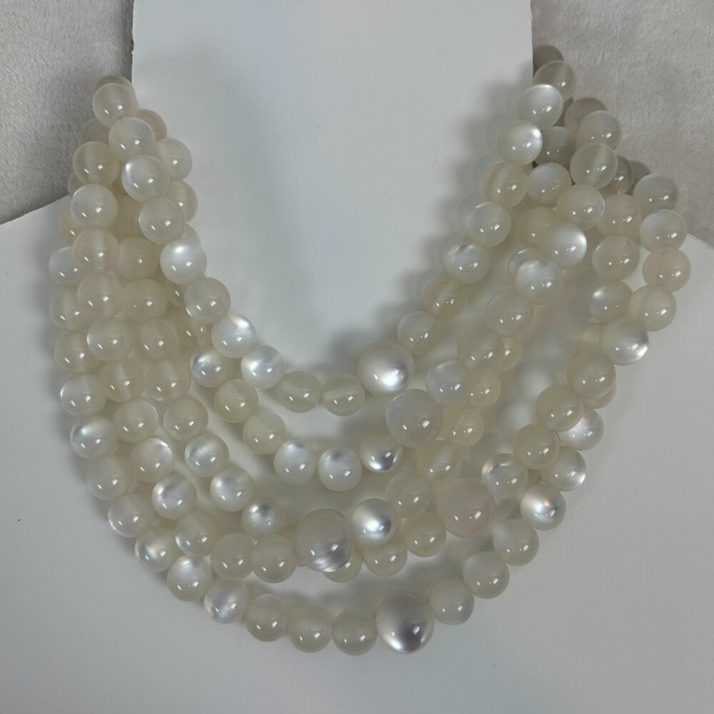 Baublebar Cassarah Ivory Frosted 5 Strand beaded necklace gold colored  NWT